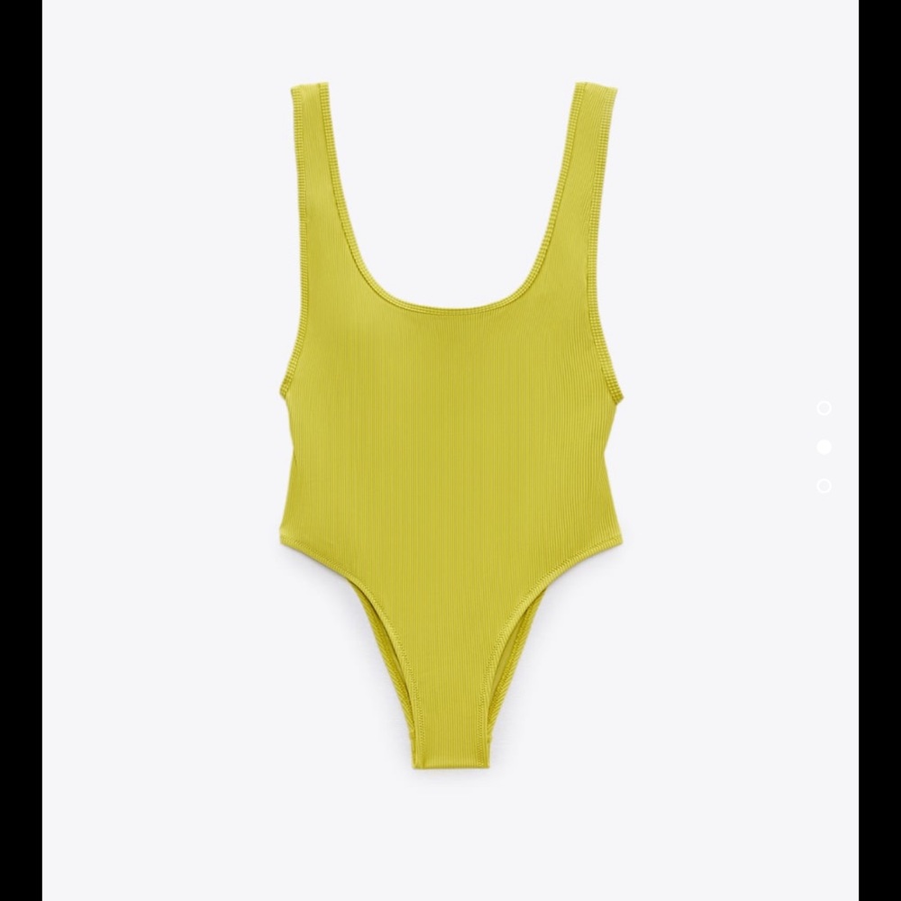 Zara Rib One Piece Swimsuit Green XL NWT